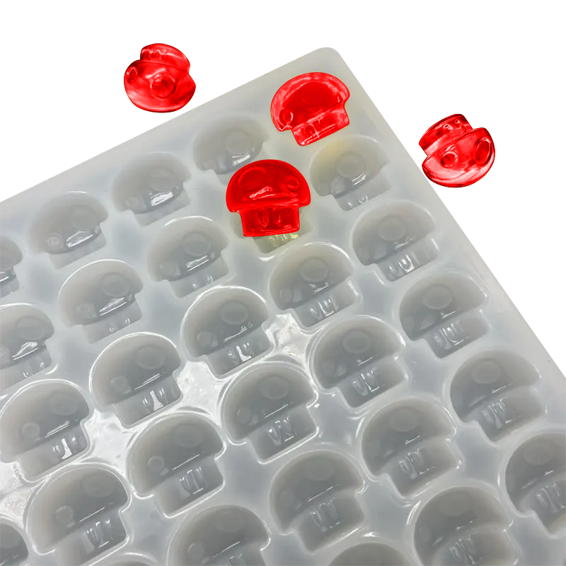 Universal depositor compatible silicone mushroom gummy mold