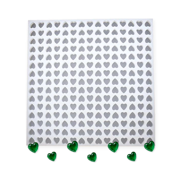 2mL Heart Gummy Mold - 225 Cavities with emerald green heart gummies