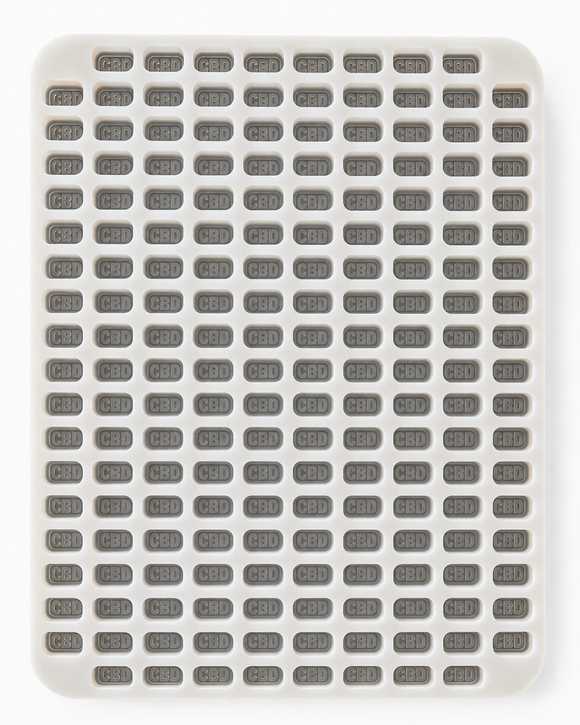 4mL CBD brick gummy mold with 185 cavities, overhead view